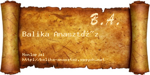 Balika Anasztáz névjegykártya